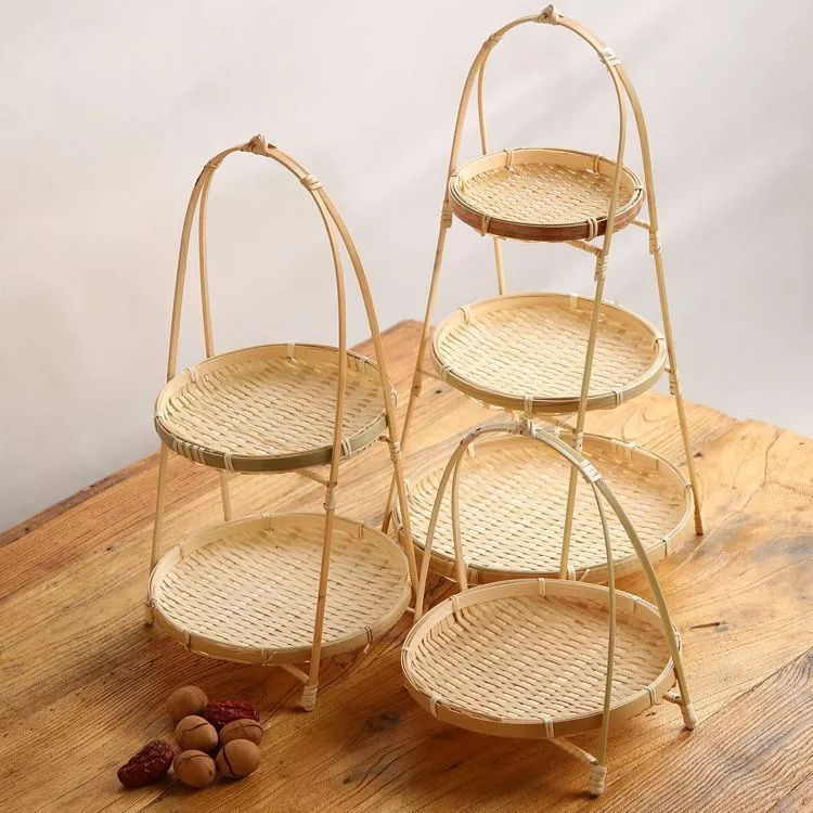 Mẹt tre tầng, mẹt tre 1 2 3 tầng đựng bánh kẹo mứt tết đồ ăn trang trí phụ kiện decor chụp ảnh