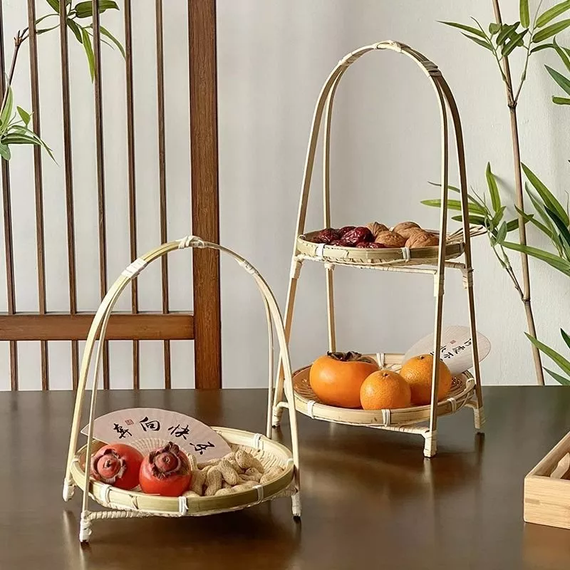 Mẹt tre tầng, mẹt tre 1 2 3 tầng đựng bánh kẹo mứt tết đồ ăn trang trí phụ kiện decor chụp ảnh