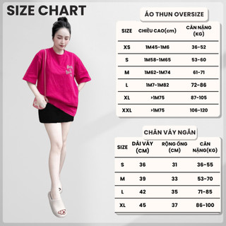 Set Bộ Áo Thun Nữ CHEPOL Form Rộng, Cổ Tròn, Phối Chân Váy, In Chữ, Chất Cotton (Áo Phông Hồng Sen+Chân Váy Đen)CP_x4596