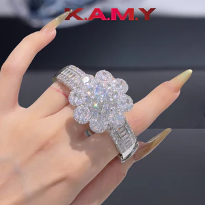 Vòng Tay Nữ Kiểu Hoa Đính Đá CZ Lấp Lánh – Bản To Sang Trọng, Phong Cách Dự Tiệc