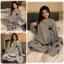Set Đồ Mặc Nhà Nữ Thu Đông Dài Tay Họa Tiết Mèo Hot, Quần Dài In Hình Mèo Phong Cách Hàn Quốc