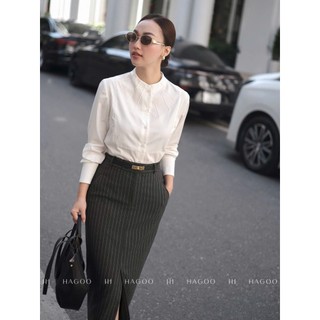 Áo sơ mi cổ leo HAGOO phong cách thanh lịch công sở [A8023]