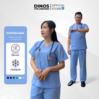 Đồng Phục Spa Dinos Vải Ford Thoáng Mát, Đủ Màu Sắc Cho Nam Nữ Nhân Viên
