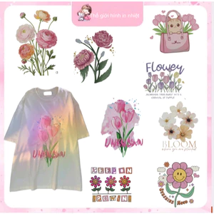Hình in pet ủi nhiệt-hình HOA LÁ ủi nhiệt tại nhà bằng bàn là bàn ủi-theo yêu cầu nhắn qua shop