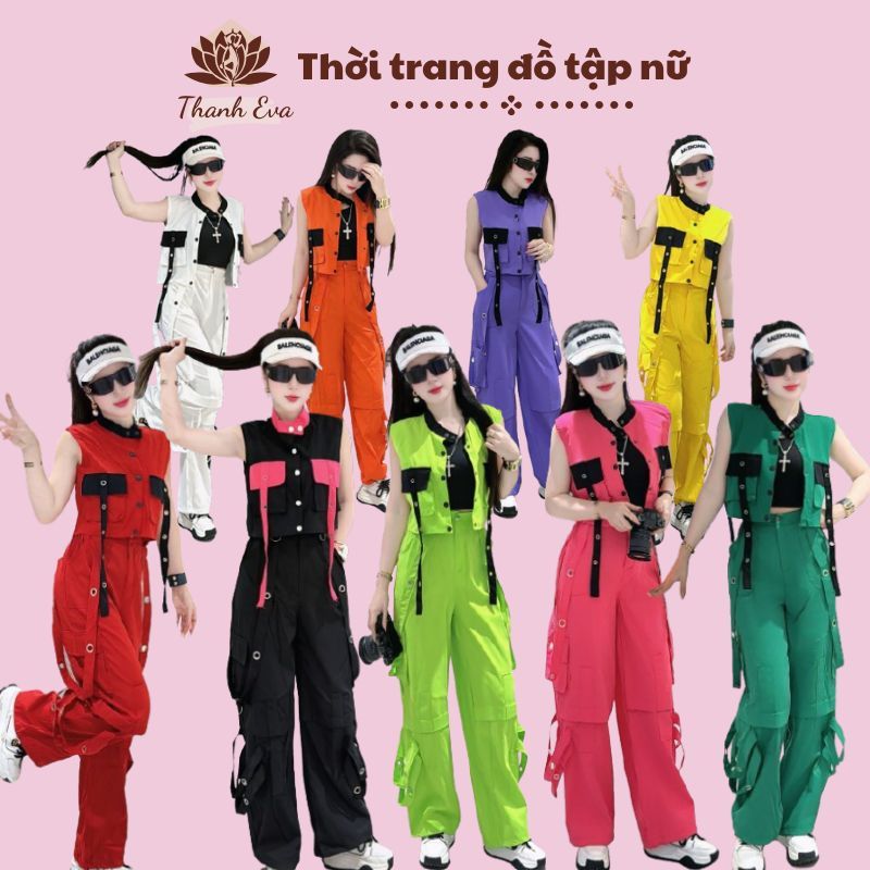 Bộ kaki túi hộp dáng xuông phong cách hiphop ,tập nhảy shuffle dance, dân vũ, aerobic