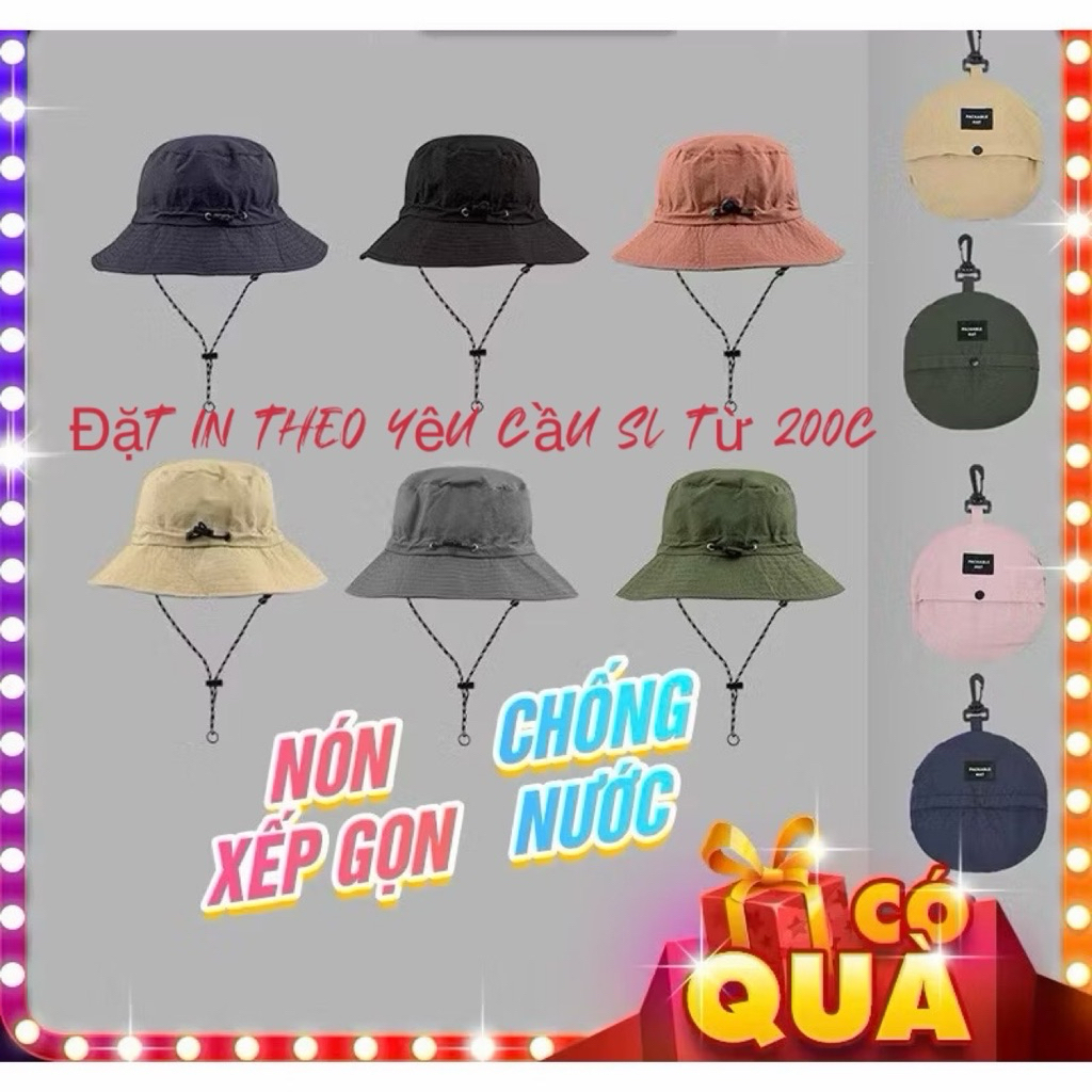 MŨ TAI BÈO CAMPING GẤP GỌN,CHỐNG NƯỚC MAU KHÔ NAM NỮ