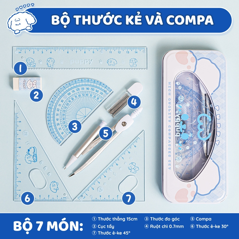 Bộ Dụng Cụ Học Tập Đa Năng Cute, Bao Gồm Thước Kẻ Eke Compa - Đồ Dùng Học  Sinh Siêu Đẹp | Shopee Việt Nam