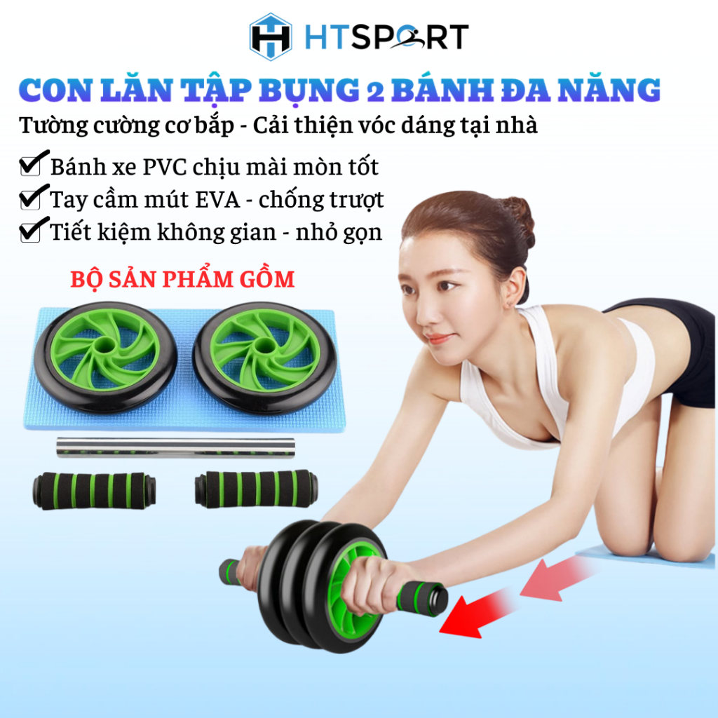 Con Lăn Tập Bụng 2 Bánh, Dụng Cụ Tập Cơ Bụng Đa Năng Lăn AB 2 Bánh Gym Thể Thao Tại Nhà CL01