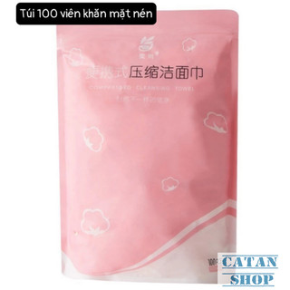 Bịch 100 Viên Khăn Giấy Nén Mini Du Lịch Tiện Lợi Gọn Nhẹ Ngâm Nước Nở Thành Khăn Lớn-GD837-KnenZipH