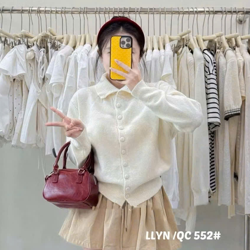 Áo Cardigan Len Trơn Cúc Bọc Cổ Bẻ Pastel Retrostyele Soft Pastel Knit Quảng Châu AolenCDG1811 | BigBuy360 - bigbuy360.vn