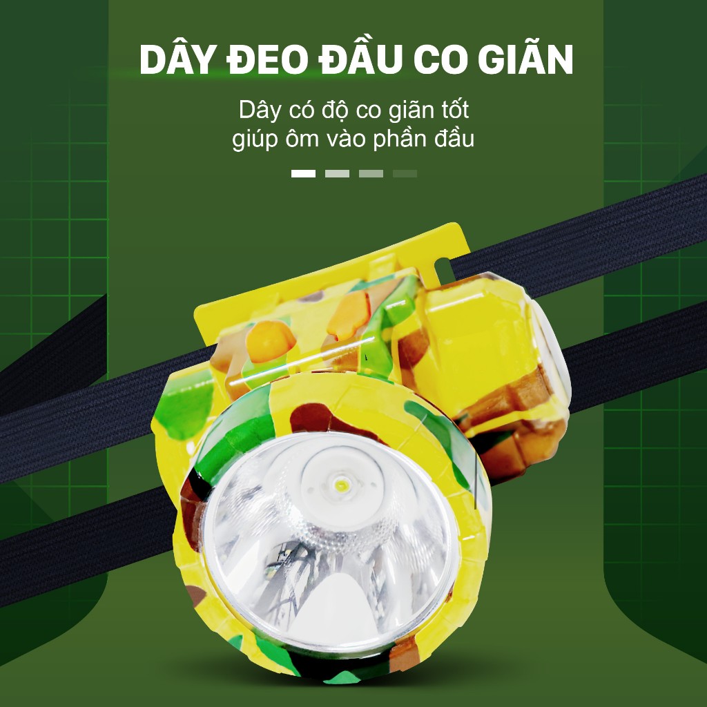 Đèn LED đội đầu 203 Mỹ Linh loại 1 bóng hoạt động bằng pin. Siêu Sáng, Pin Lâu, Chống Nước