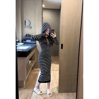 Đầm body len nữ Quảng Châu Cao Cấp thiết kế mũ liền trẻ trung siêu xinh, Váy kiểu nữ thu đông dáng ôm