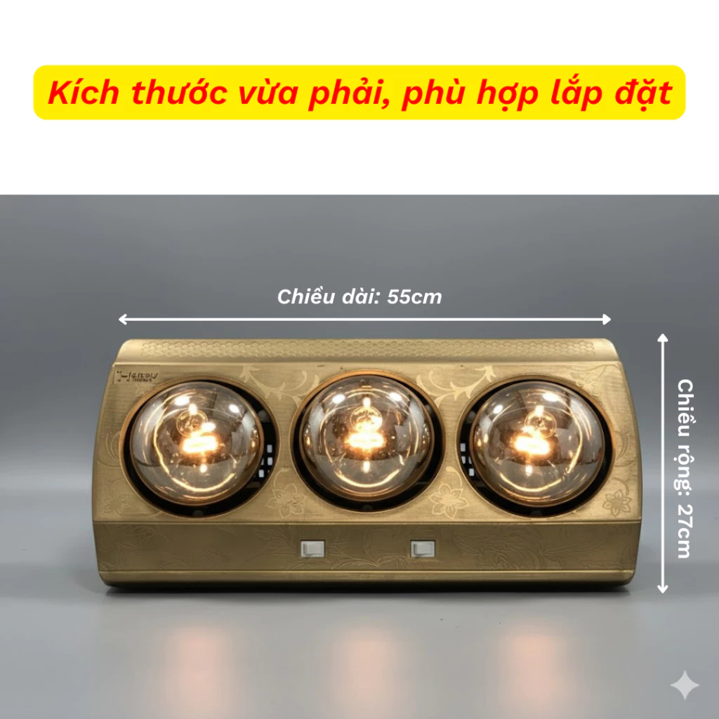 Đèn sưởi nhà tắm Homely chính hãng, máy sưởi công suất 825W làm ấm cực nhanh, chống nước an toàn