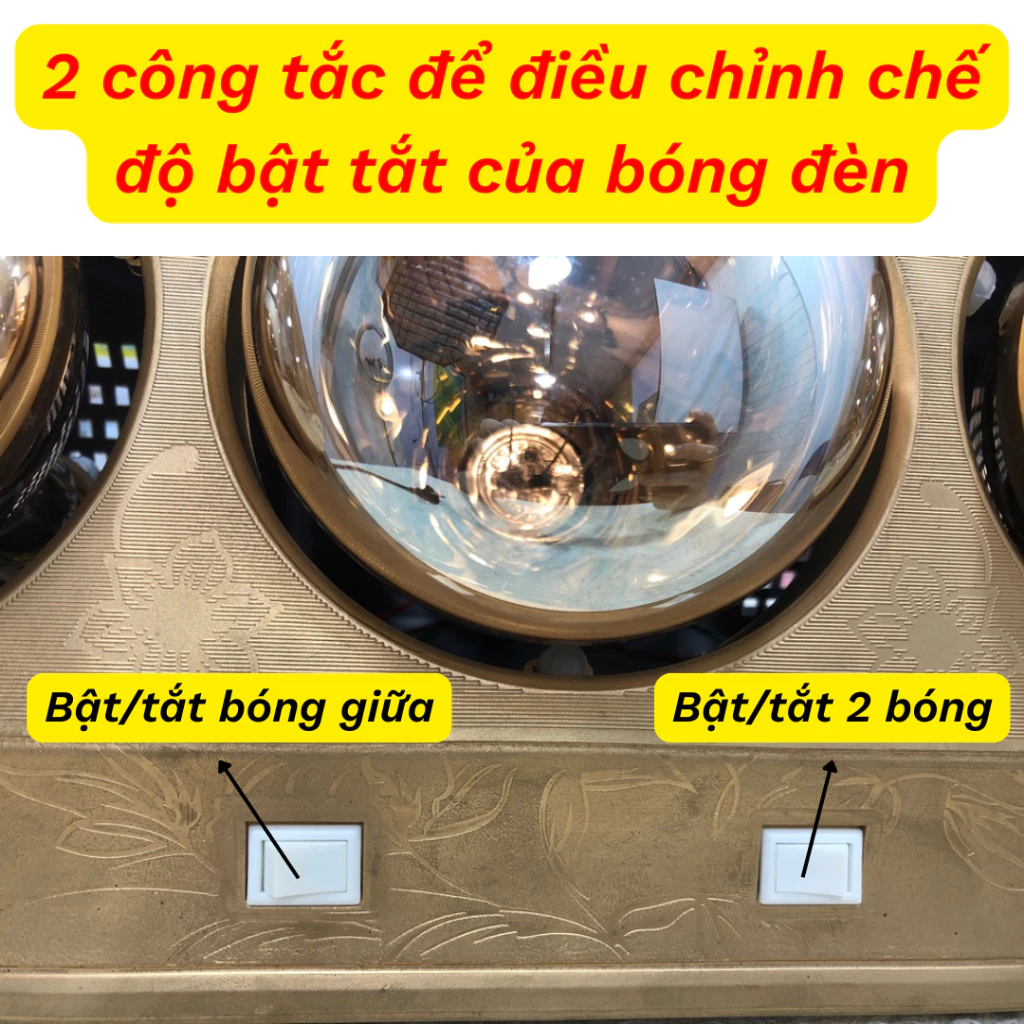 Đèn sưởi nhà tắm Homely chính hãng, máy sưởi công suất 825W làm ấm cực nhanh, chống nước an toàn