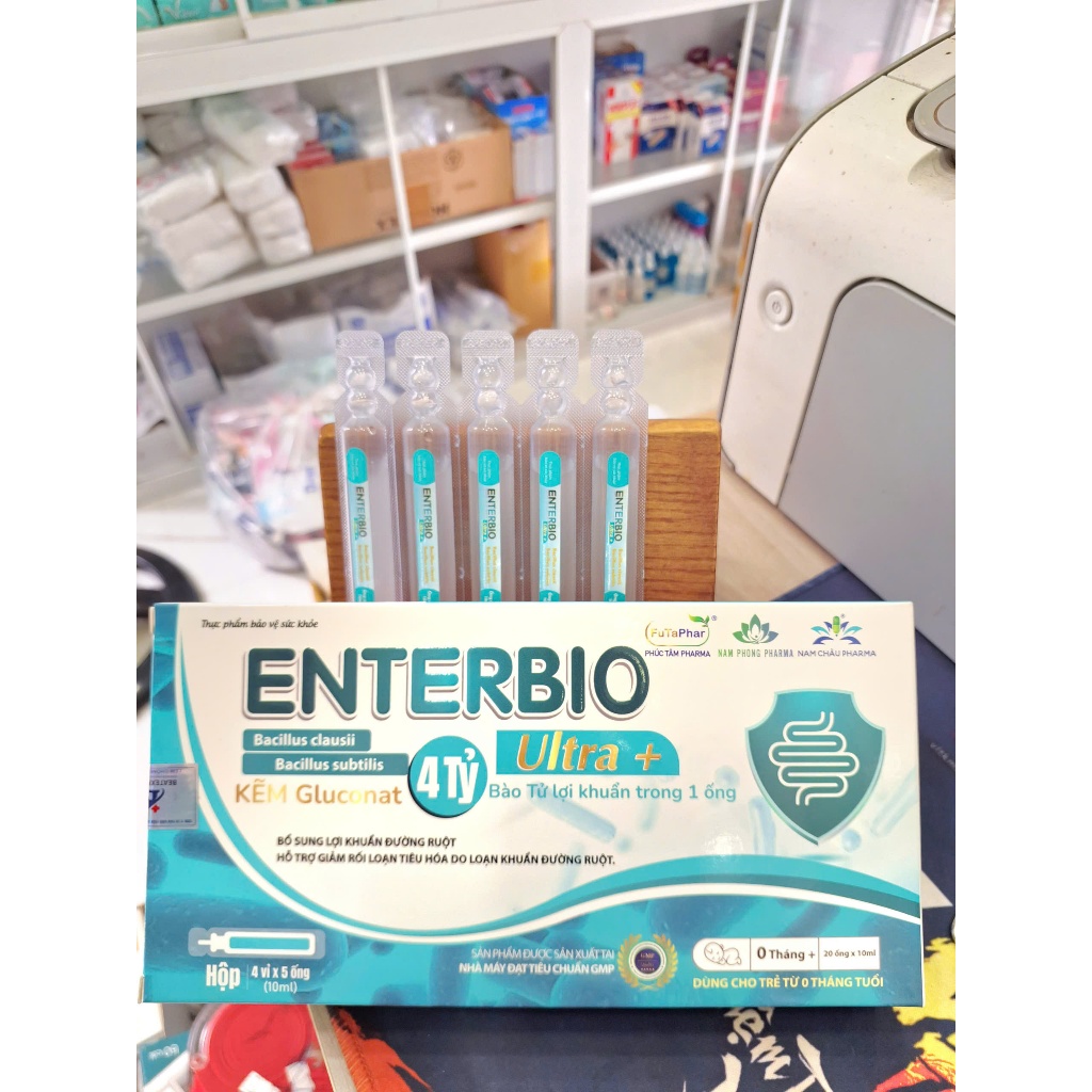 (Hộp 20 ống x 10ml) Men Tiêu Hoá ENTERBIO, Men 4 Tỷ Lợi Khuẩn, Lợi Khuẩn Đường Ruột Cho Mọi Lứa Tuổi