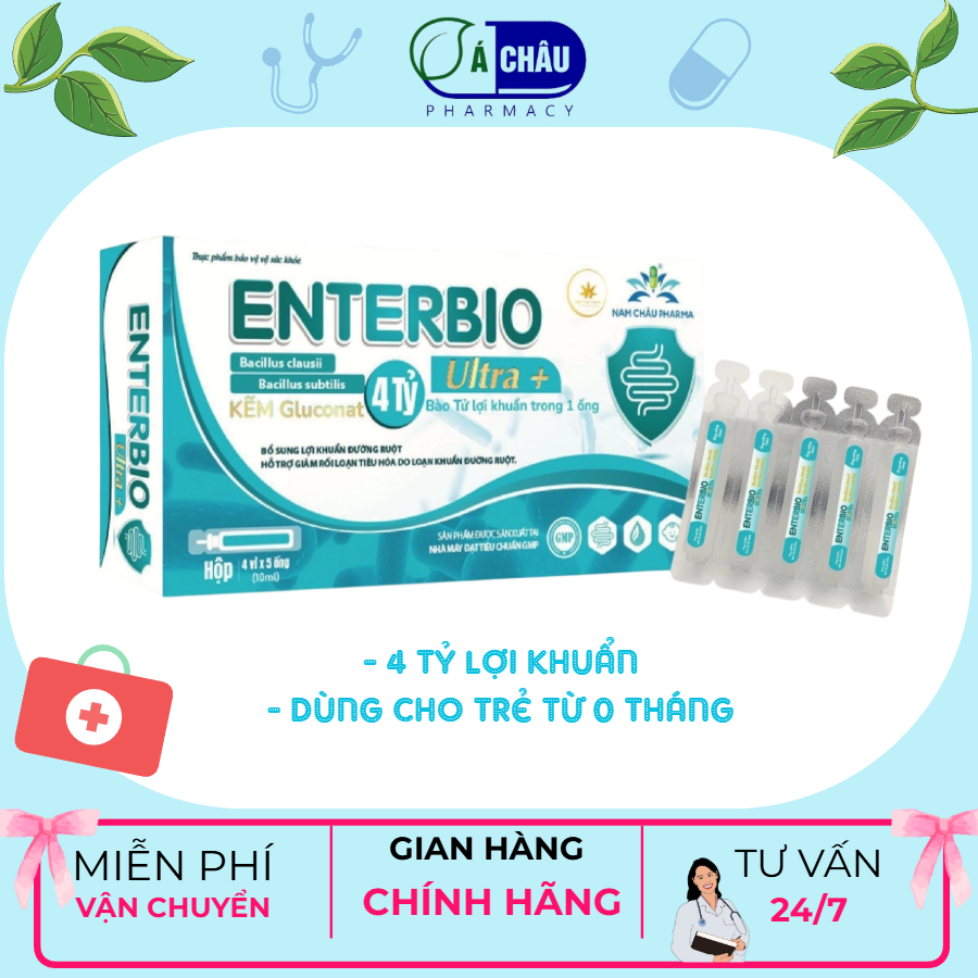 (Hộp 20 ống x 10ml) Men Tiêu Hoá ENTERBIO, Men 4 Tỷ Lợi Khuẩn, Lợi Khuẩn Đường Ruột Cho Mọi Lứa Tuổi