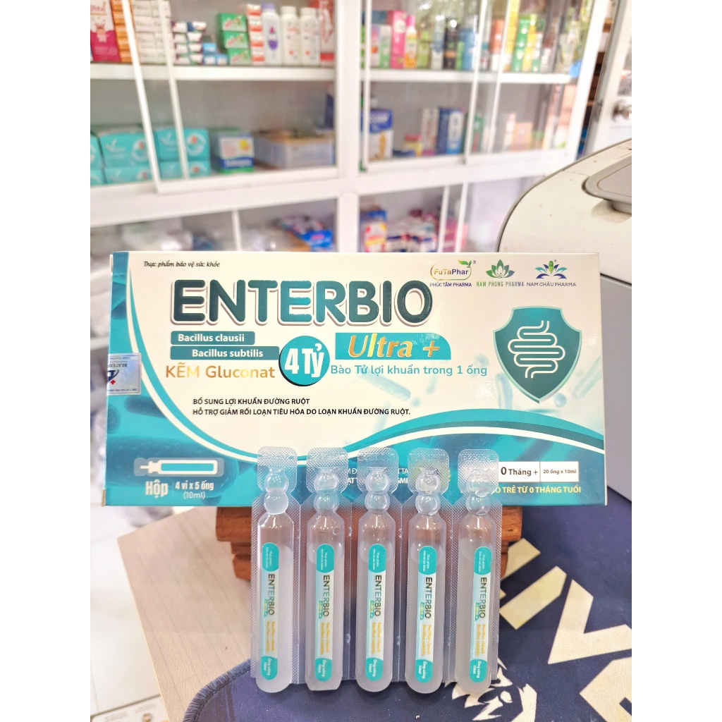 (Hộp 20 ống x 10ml) Men Tiêu Hoá ENTERBIO, Men 4 Tỷ Lợi Khuẩn, Lợi Khuẩn Đường Ruột Cho Mọi Lứa Tuổi