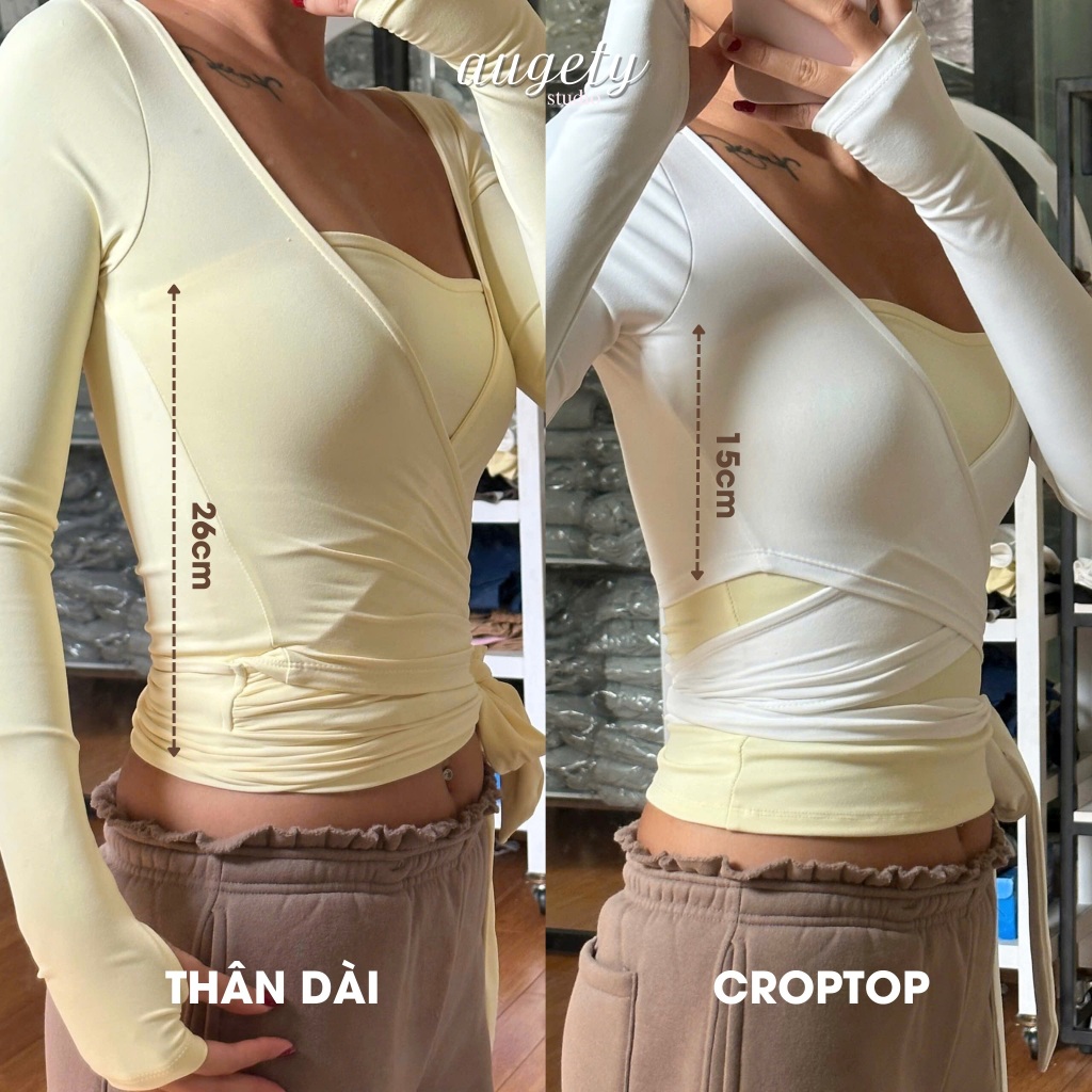 Áo Khoác Đắp Chéo Buộc Dây Tay Dài Công Nghệ Vải Siêu Mỏng Mát Và Co Giãn Ôm Sát Augety Studio, LIORA Wrapped Cardigan