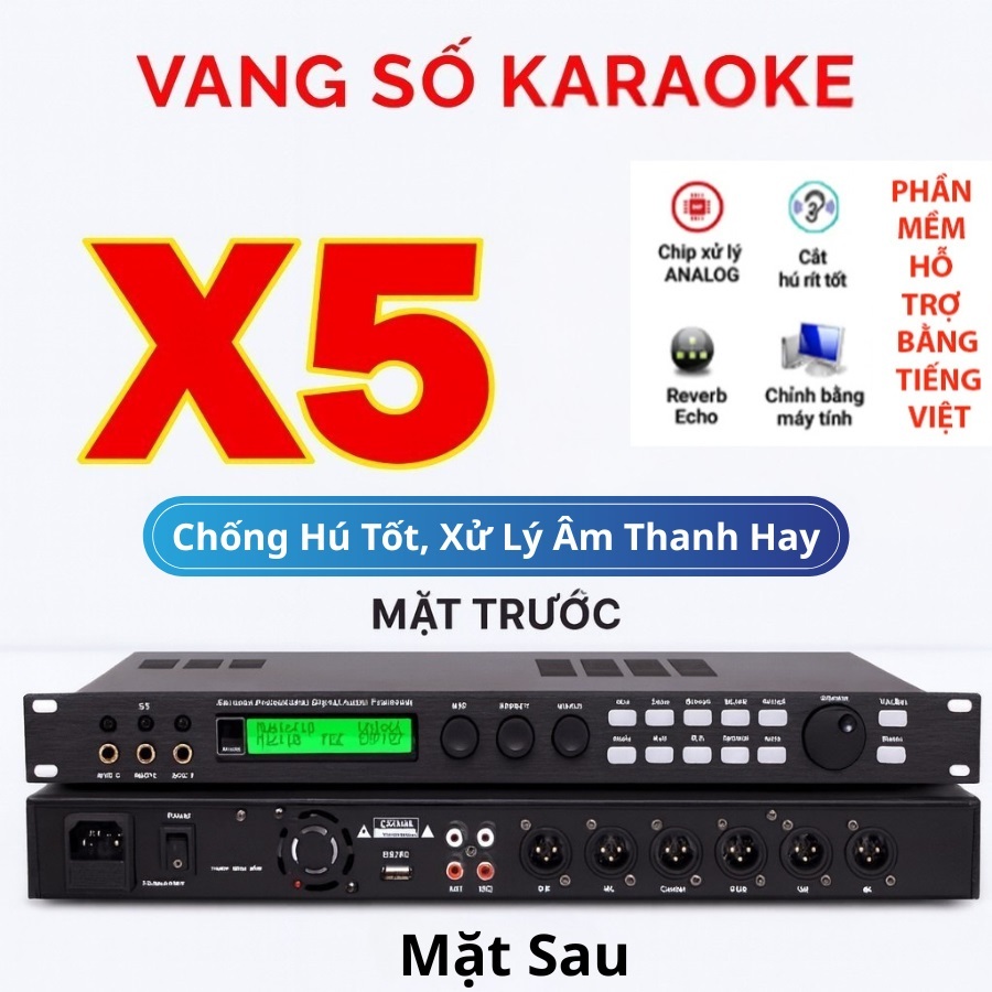 BẢN MỚI 2025 Vang Số Karaoke X5, Chống Hú Rít, Kết Hợp EQ, Tiếng