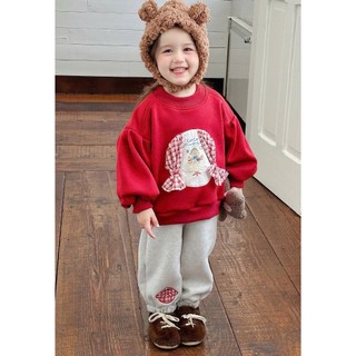 [B&G] Sét bộ thu đông nỉ áo dài tay đỏ phối quần dài xám dễ thương cho bé gái từ 10-45kg