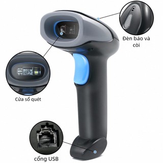 Máy Quét Mã Vạch Bluetooth Không Dây Cao Cấp, Đầu Đọc Mã Đa Tia, Cực Nhạy
