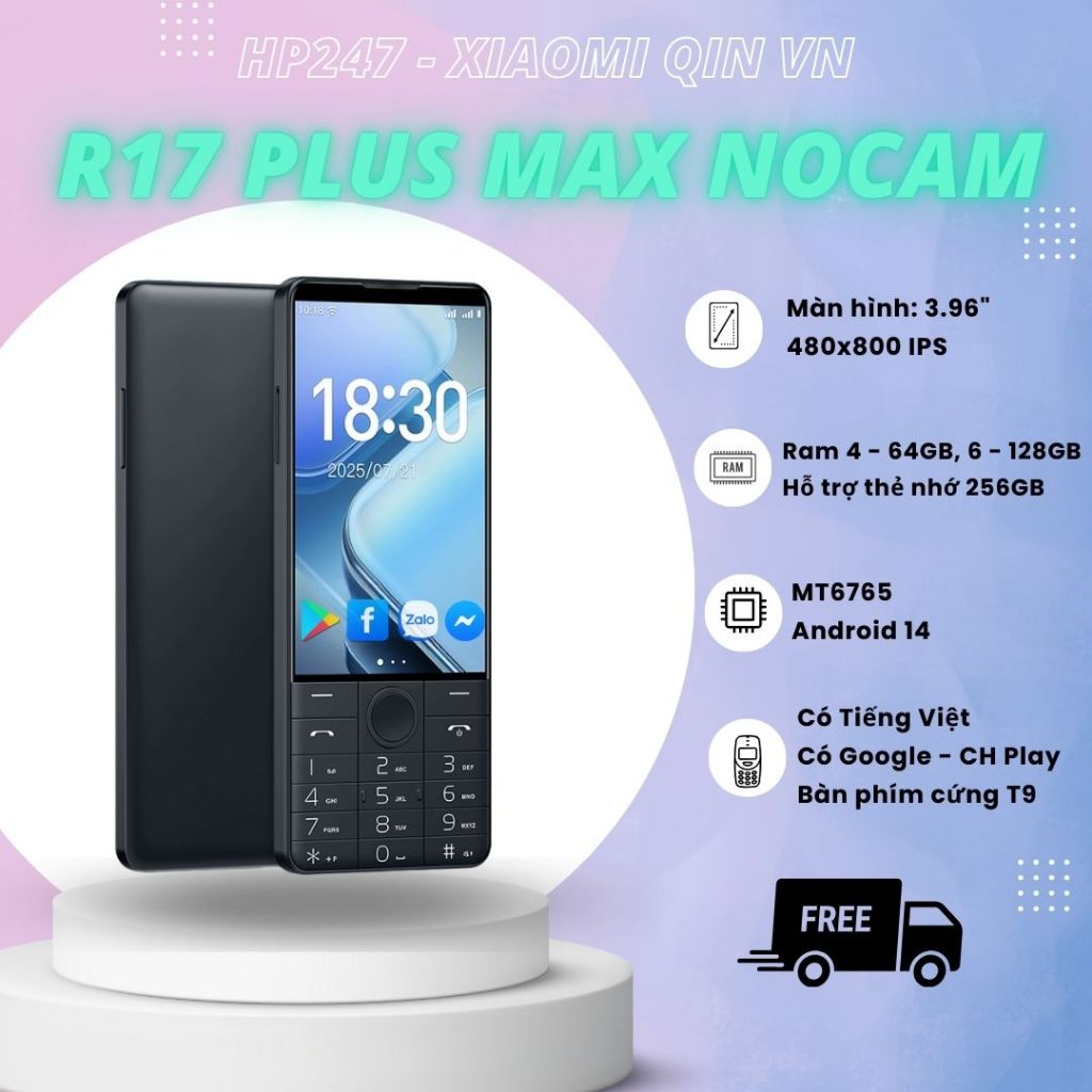 R17 Plus Max Nocam 128GB - Điện thoại Android 14 không camera, màn cảm ...