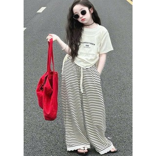 [B&G] Sét áo thun trắng phối quần kẻ xuông phối ren cho bé gái từ 10-45kg(2-12 tuổi)