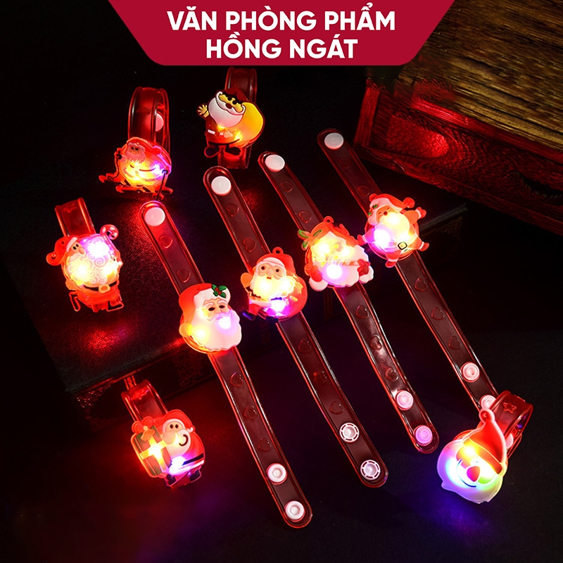 Vòng tay noel phát sáng bằng nhựa có đèn, đồng hồ đeo tay đồ dùng làm quà giáng sinh cho bé N049