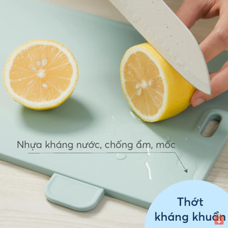 Bộ 4 thớt nhựa kháng khuẩn Yoko Inochi chống trượt chịu nhiệt kèm hộp cắt thịt cá rau củ