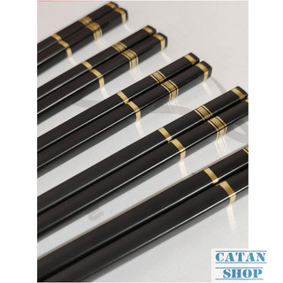 Set 10 đôi đũa kháng khuẩn mạ 3 sọc vàng chịu nhiệt GD839-ViDua-Soc