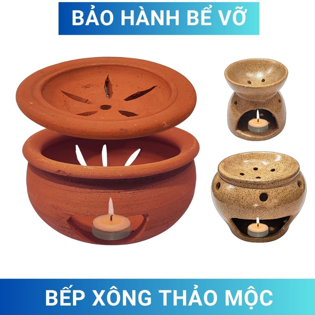 Bếp xông bồ kết và thảo mộc (Mua riêng) hương thơm phòng đuổi muỗi đốt nến gốm sứ Bát Tràng mã 25015