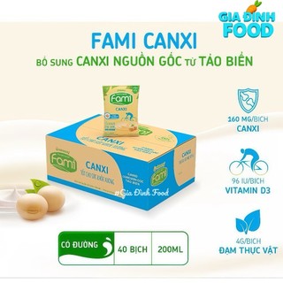 [Thùng x40 Bịch] Sữa đậu nành Fami Canxi/ Nguyên chất 200ml