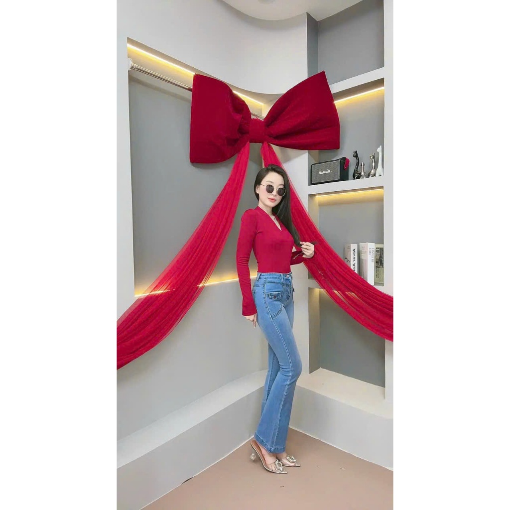 Quần Jeans Nữ, Quần Bò Nữ Ống Loe Dài Lưng CAo CO Giãn Tôn Dáng ăn