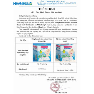 [Hộp 30 Gói] Bột Pha Nước Tắm Trẻ Em Nhân Hưng Thảo Dược An Toàn Giảm Rôm Sảy Hăm Da Ngứa Viêm