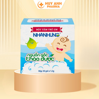 [Hộp 30 Gói] Bột Pha Nước Tắm Trẻ Em Nhân Hưng Thảo Dược An Toàn Giảm Rôm Sảy Hăm Da Ngứa Viêm