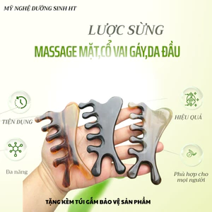 Lược sừng đa năng hình nhánh cây massage mặt, cổ vai gáy,da đầu -MỸ NGHỆ DƯỠNG SINH HT