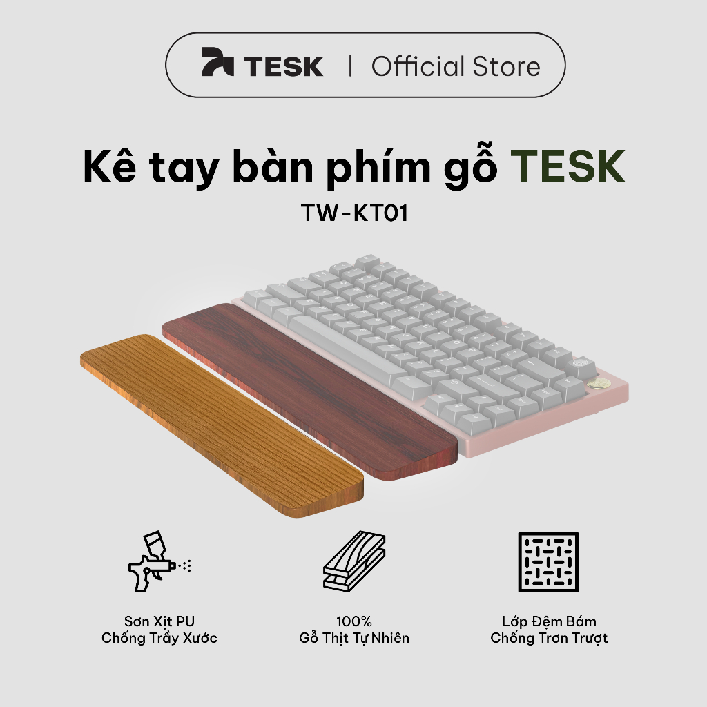 Kê Tay Bàn Phím Gỗ Tesk - Phụ Kiện Giảmỏi Tay - Hình Ảnh Thực Tế