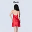 Đầm ngủ Váy ngủ 2 dây lụa satin màu đỏ gợi cảm iBasic 7916