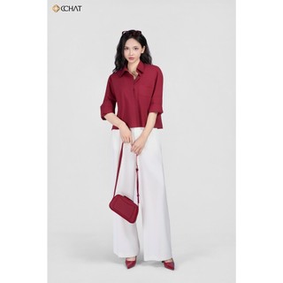 Áo Sơ Mi Nữ 𝐂𝐂𝐇𝐀𝐓 Dáng Suông Lửng Elegant Chất Liệu Mềm Mại Cao Cấp 25FDT2003ST