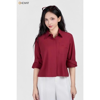 Áo Sơ Mi Nữ 𝐂𝐂𝐇𝐀𝐓 Dáng Suông Lửng Elegant Chất Liệu Mềm Mại Cao Cấp 25FDT2003ST