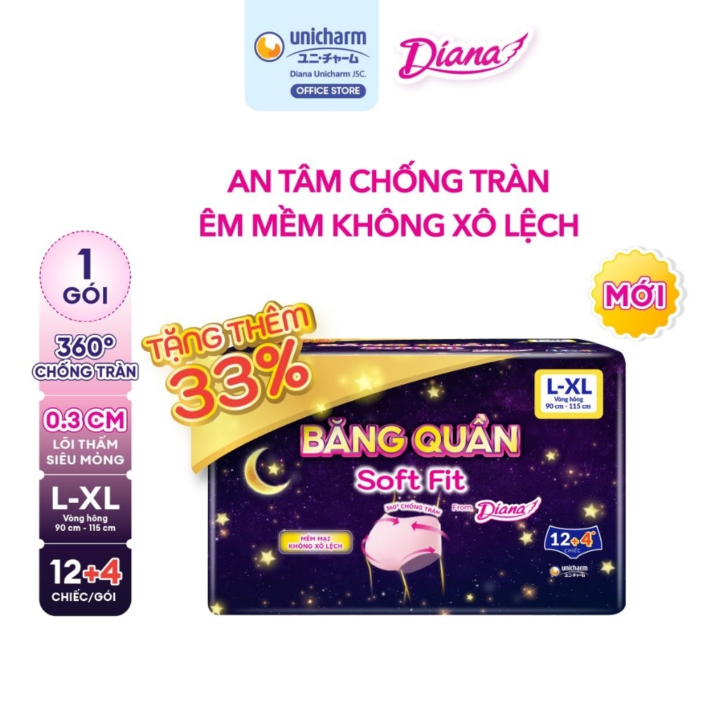 Combo 12 gói băng quần Diana Soft Fit siêu mỏng S-M12, M-L12,XL12