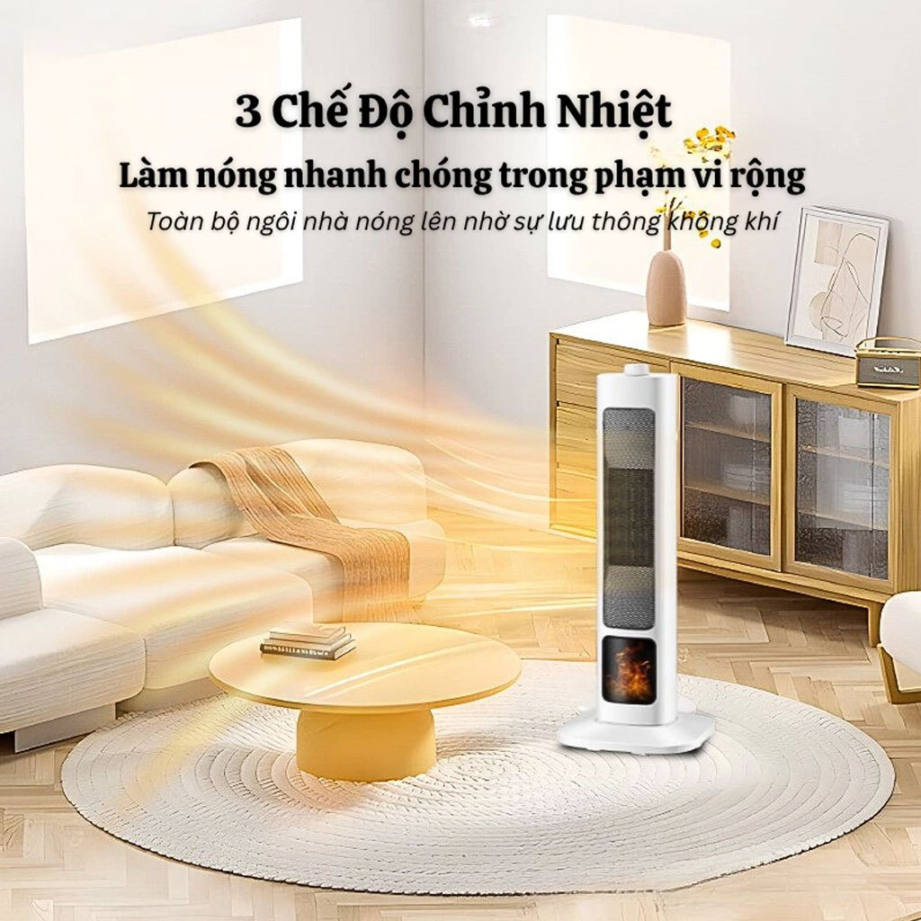 Quạt Sưởi Gốm Yangzi 2000W – Sưởi Ấm Nhanh, Tiết Kiệm Điện, Bảo Vệ Da (Bảo Hành 3 Năm)