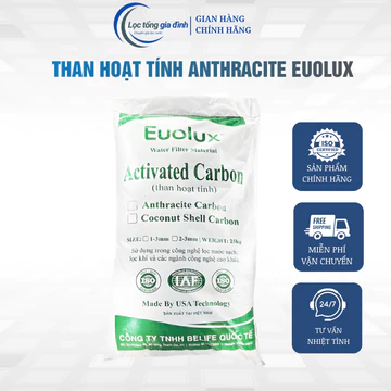 Than hoạt tính Anthraxit Euolux bao 25kg, lọc nước giếng khoan, nước máy, loại bỏ tạp chất hiệu quả