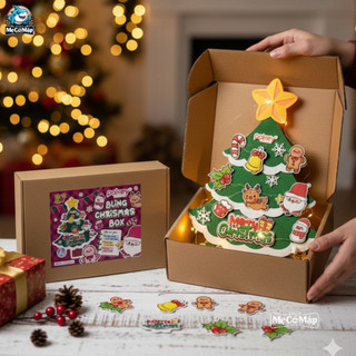 [QUÀ TẶNG] Cây Thông Noel Vải Dạ Dán Tường Decor, Trang Trí Giáng Sinh Cho Bé Kèm Dây Cờ + Đèn Led + Hộp Đựng Xinh Xắn