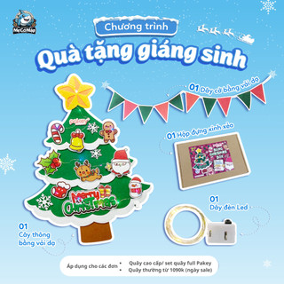 [QUÀ TẶNG] Cây Thông Noel Vải Dạ Dán Tường Decor, Trang Trí Giáng Sinh Cho Bé Kèm Dây Cờ + Đèn Led + Hộp Đựng Xinh Xắn