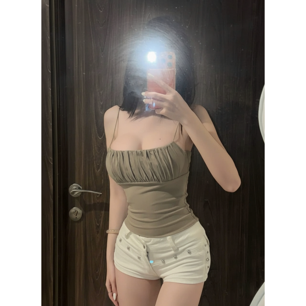 | LYN WEAR | Áo 2 dây sợi bún nhún tôn V1 dáng dài ngang rốn, thun rip trung mềm mịn mát – giữ form