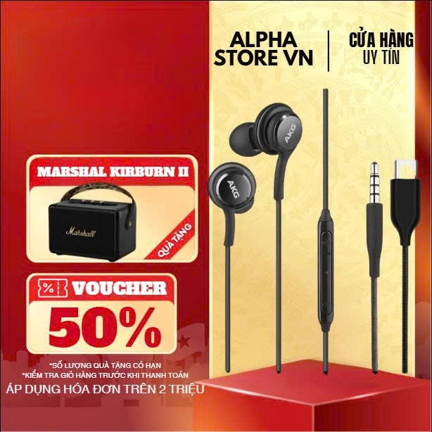 Tai Nghe A.K.G Có Dây Jack Type-C & 3.5mm, Hỗ Trợ Android, PC, Laptop – Màu Đen