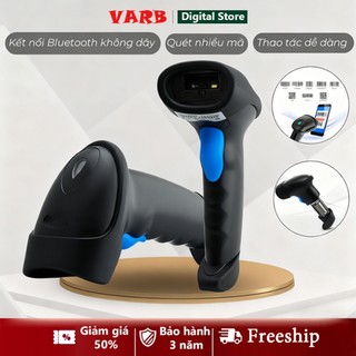 Máy Quét Mã Vạch Bluetooth Không Dây Cao Cấp, Đầu Đọc Mã Đa Tia, Cực Nhạy