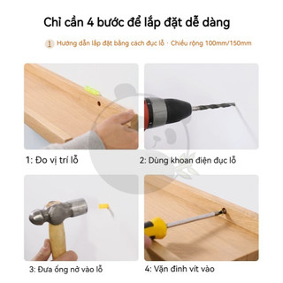Kệ Treo trường gỗ giá treo tường không khoan Cho Phòng Khách Phòng Ngủ Nhà Bếp Không Hư Tường