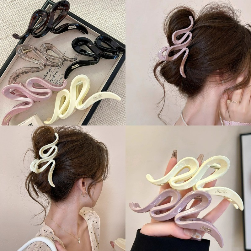 Kẹp Tóc Càng Cua Acrylic Gợn Sóng Có Chữ Dễ Thương Phong Cách Hàn Quốc Phụ Kiện Tóc Nữ Empoli